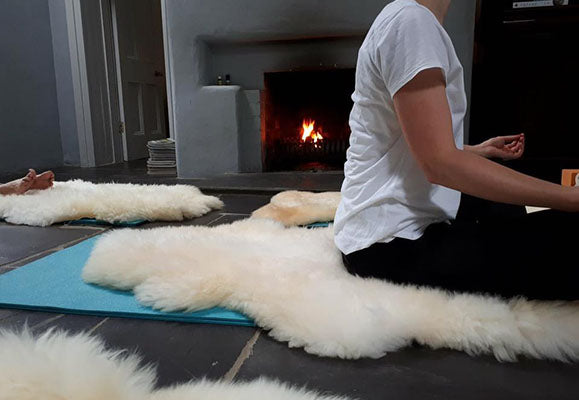 sheepskin rug for yoga