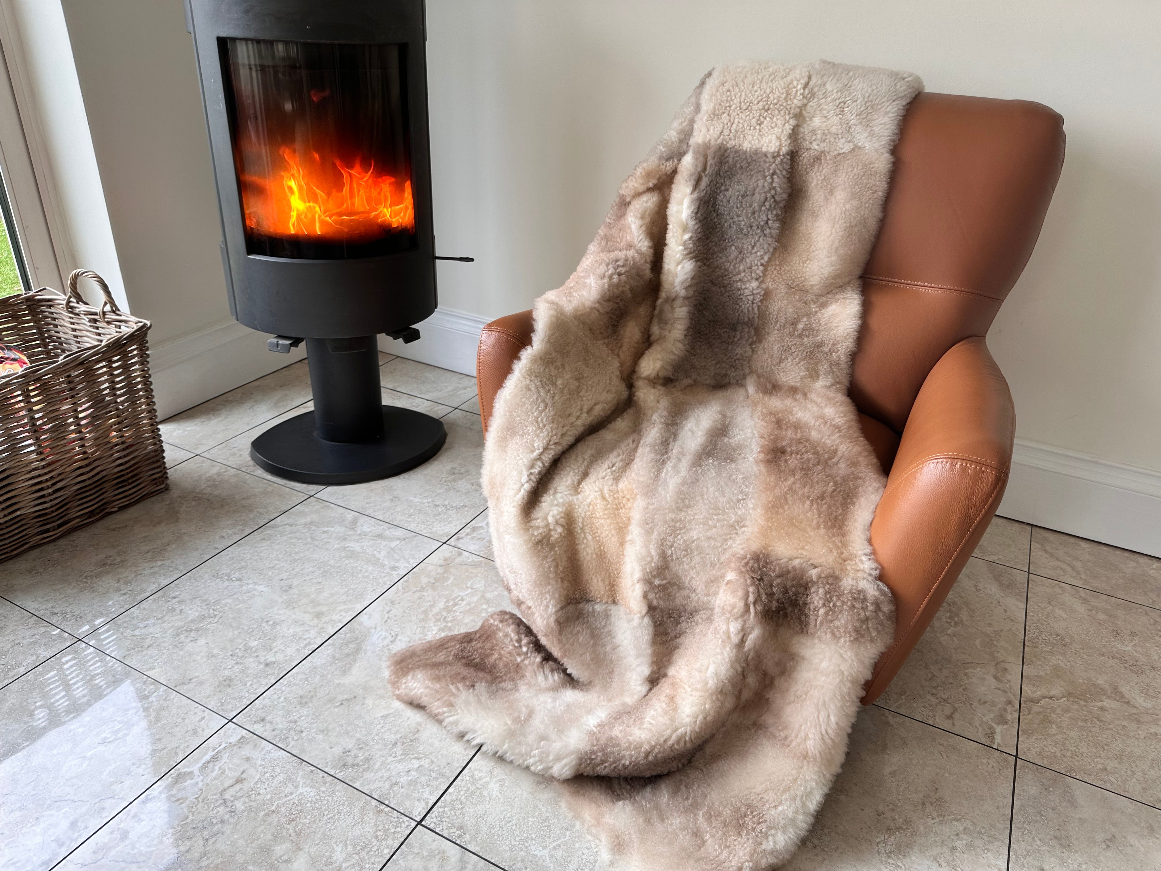 Beige Shearling Throw