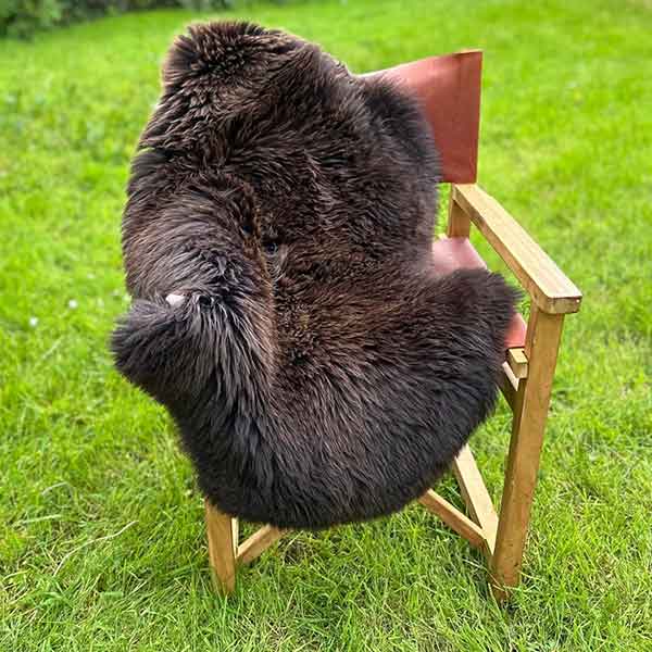dark brown sheepskin rug