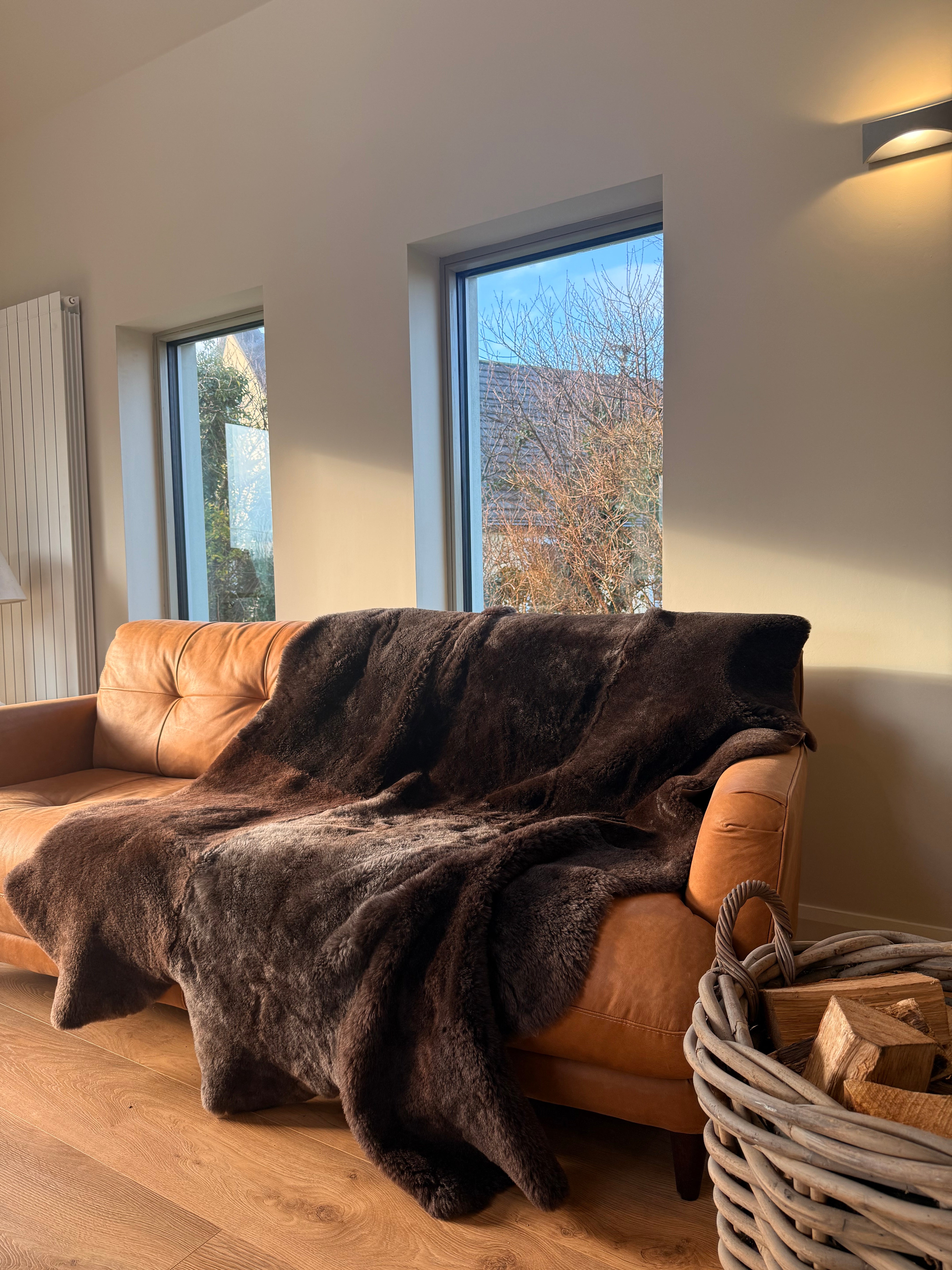 Clipped sheepskin throw