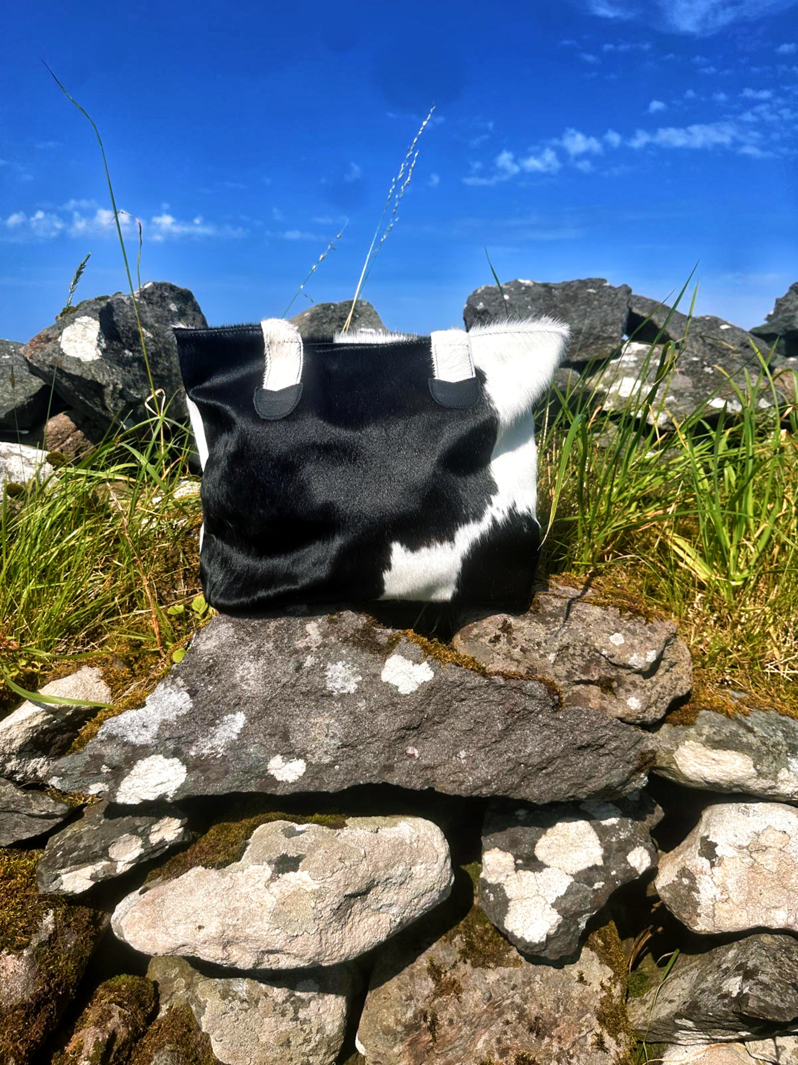 Cowhide Shoulder Bag Black & White
