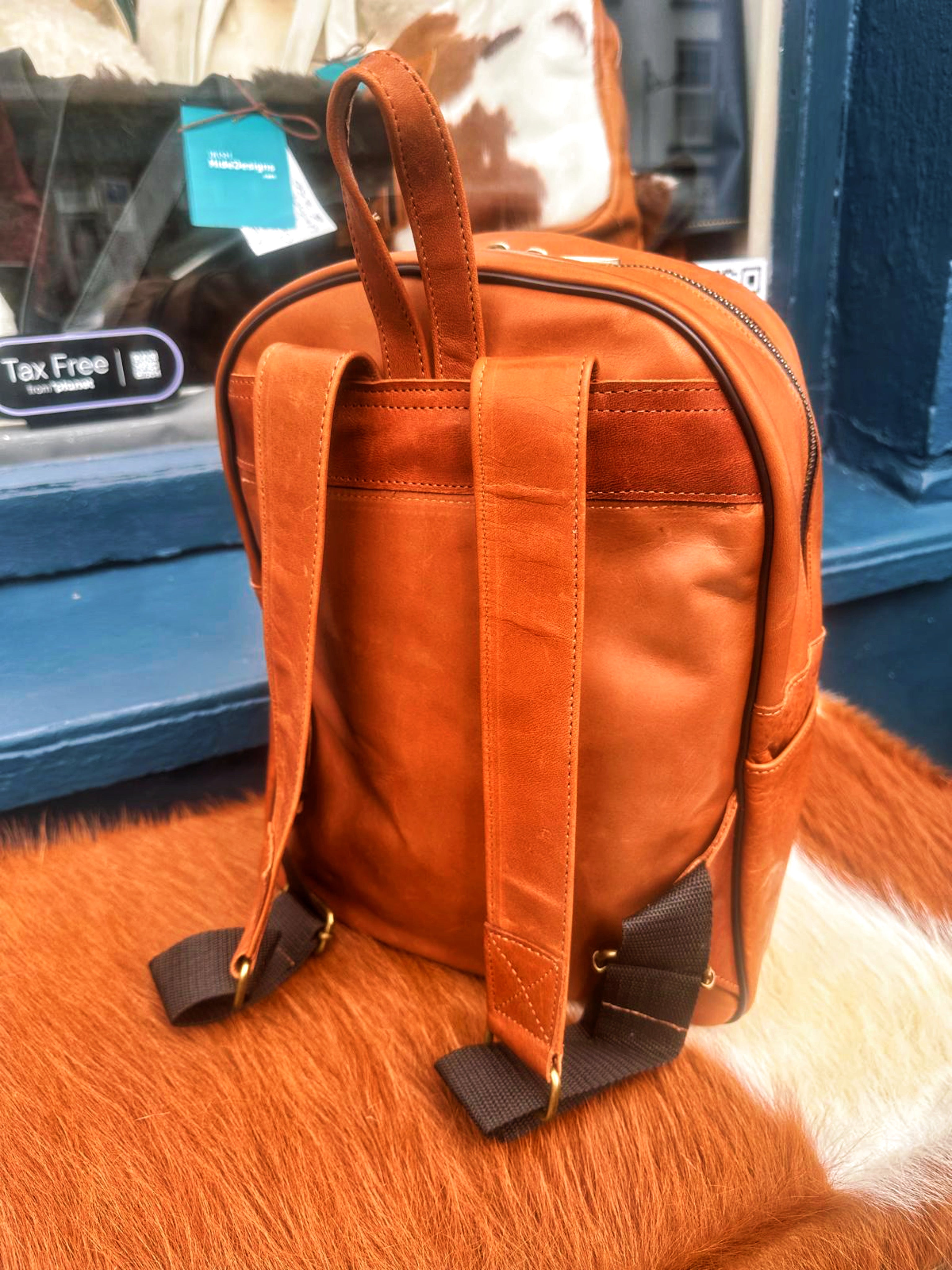 Tan Leather Backpack