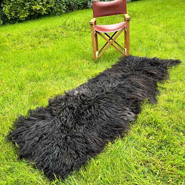 natural black sheepskin rug