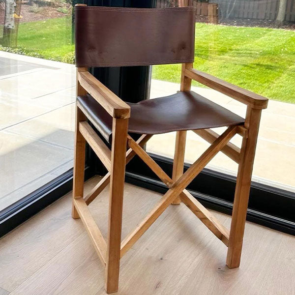 leather and wood chair