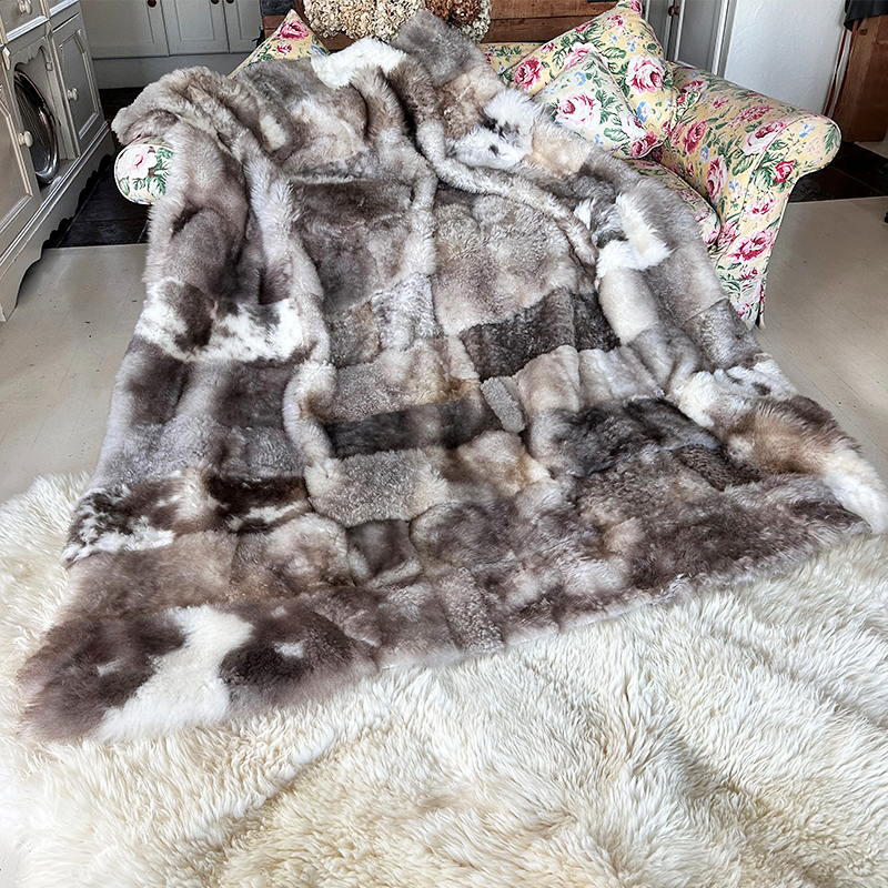 grey lambskin throw