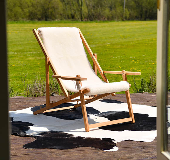deck chair made from sheepskin