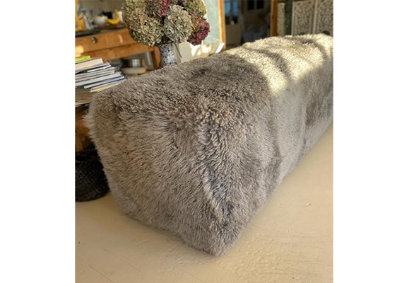 Curly Grey Sheepskin Ottoman