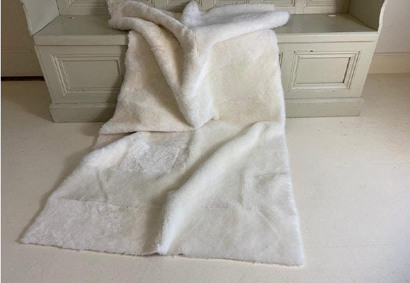 natural white lambskin throw
