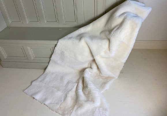 natural white lambskin throw