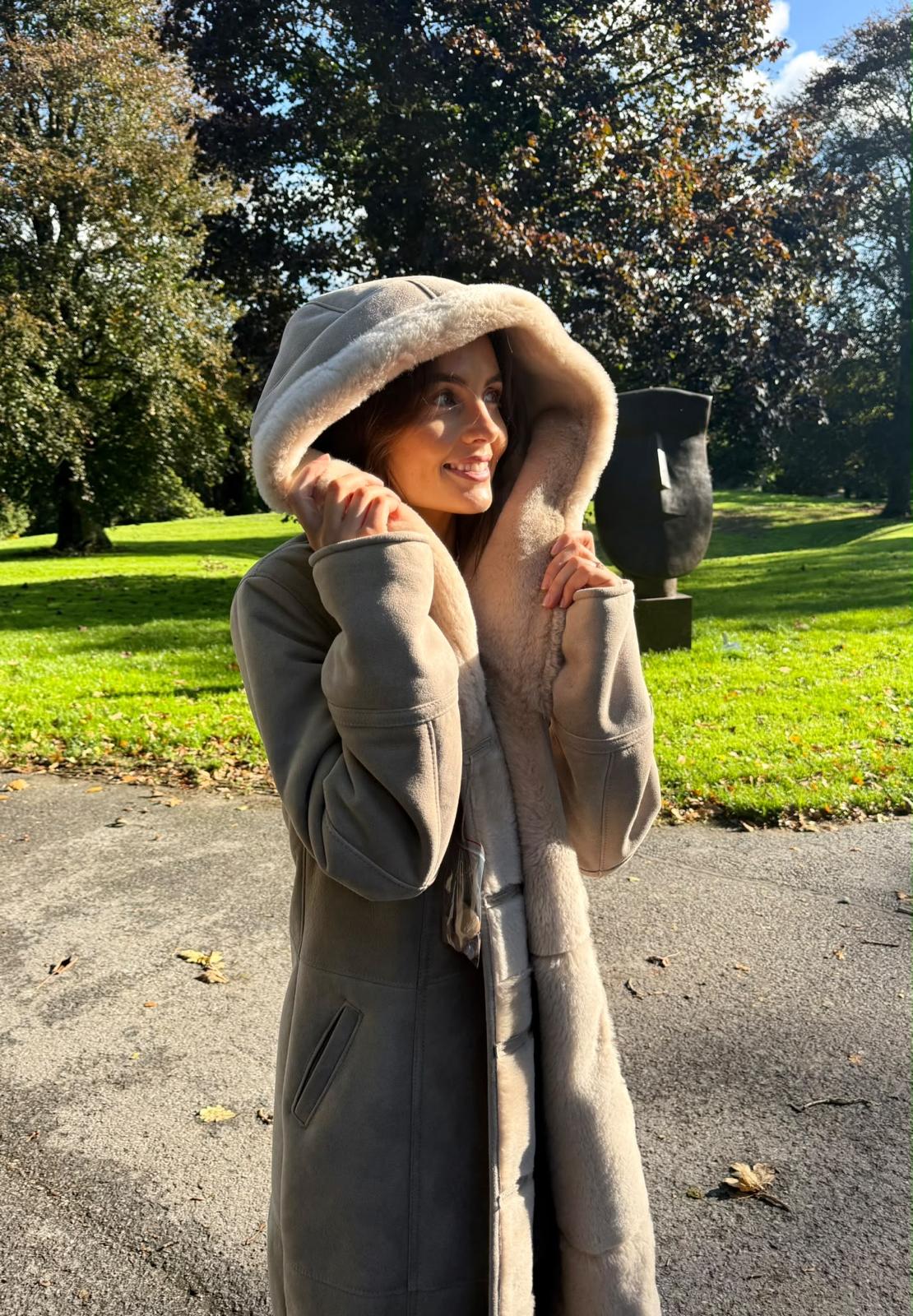Long shearling coat