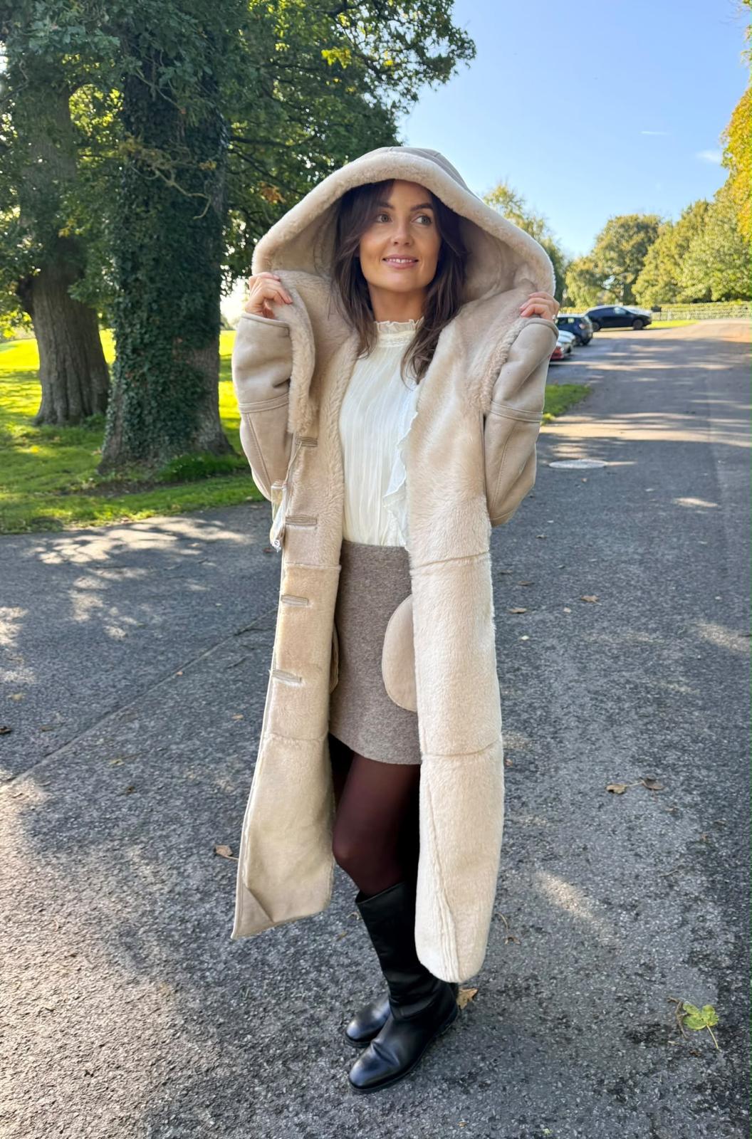 Long shearling coat