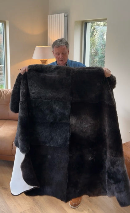 Multi Pelt Natural Grey Lambskin Throw