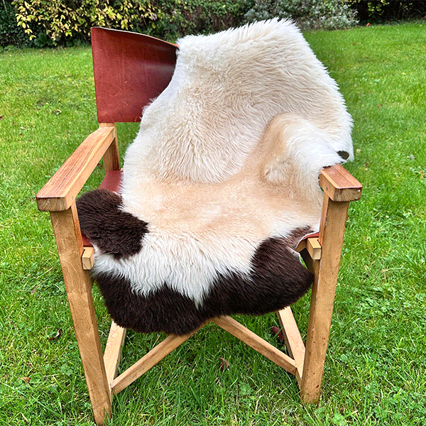 brown and cream sheepskin