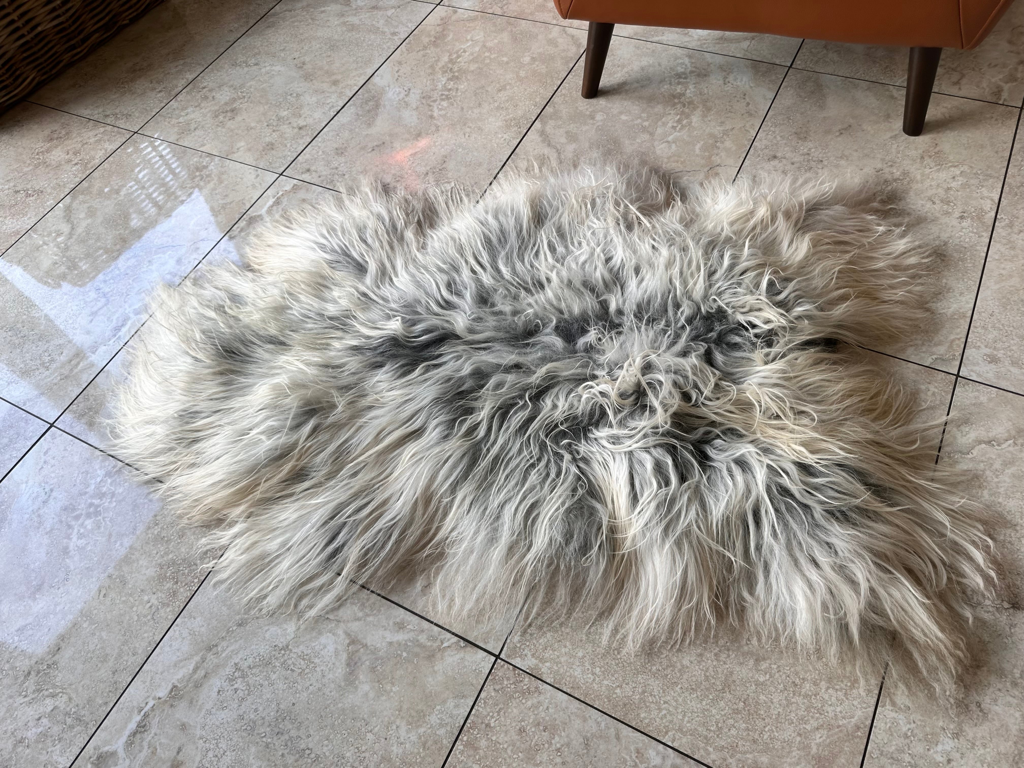 grey sheepskin rug