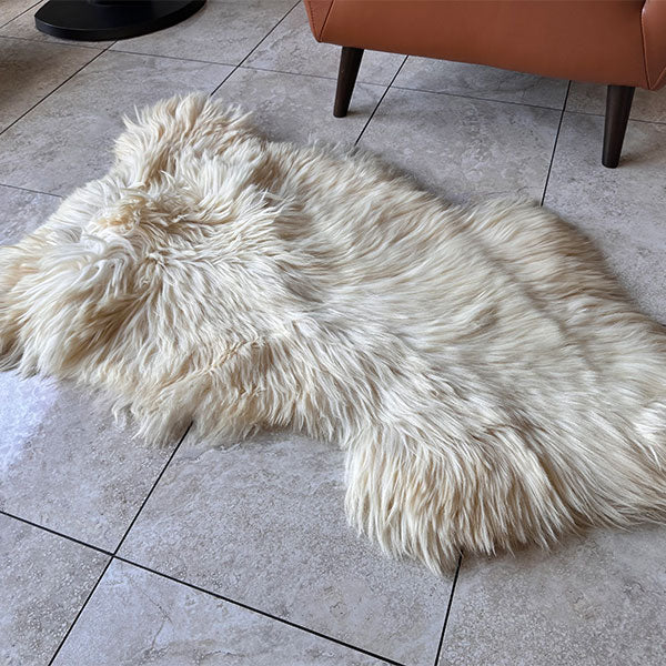 off white sheepskin rug