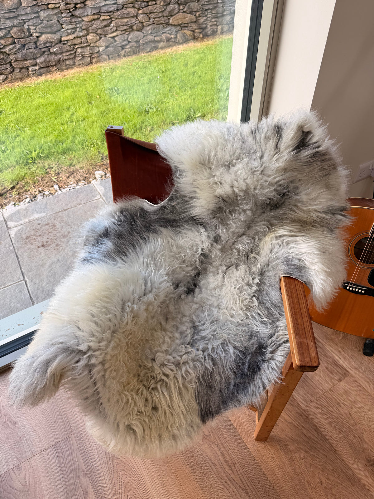 Silver Tide Curly Grey & White Sheepskin Rug