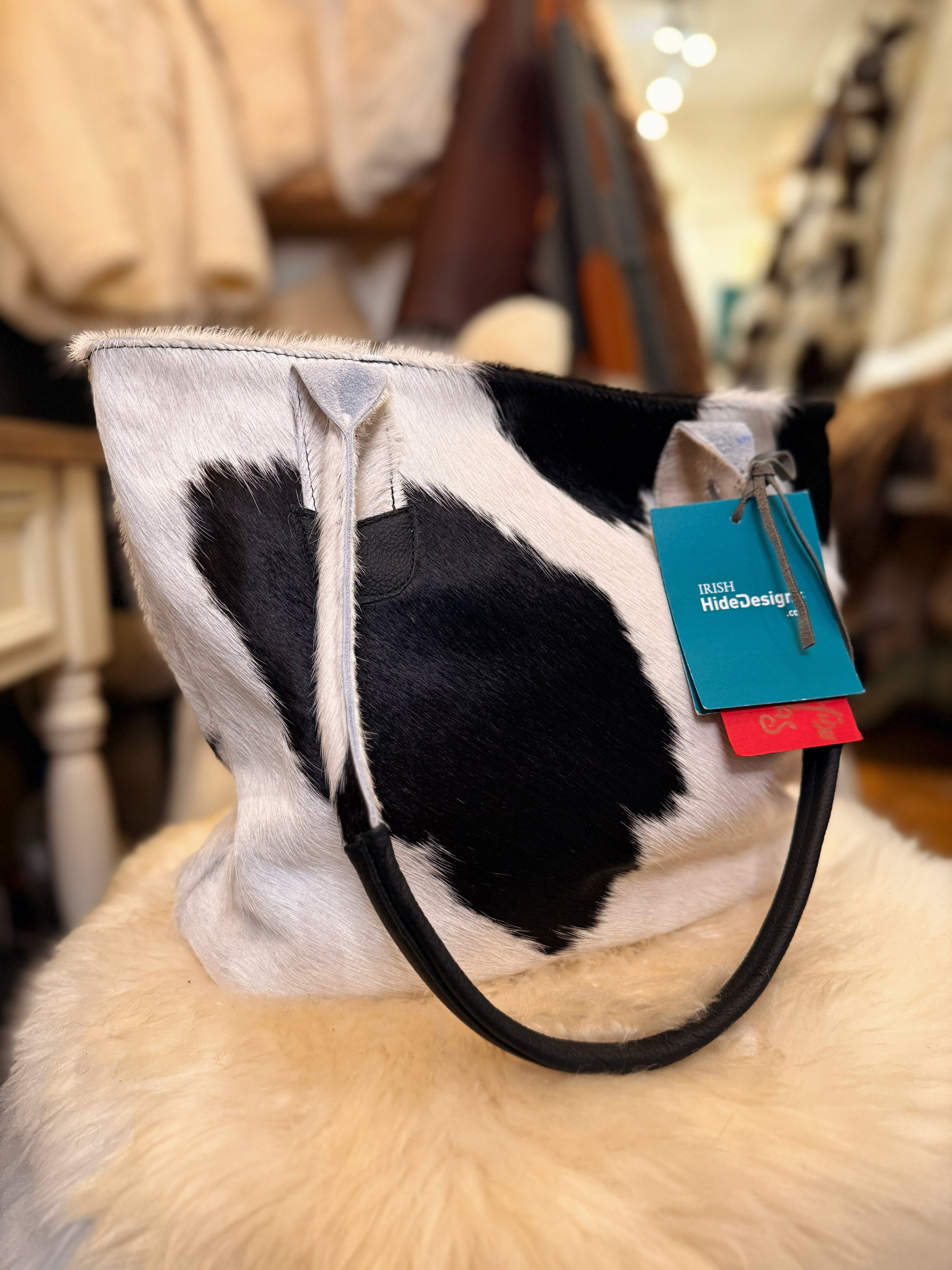 Cowhide Shoulder Bag Black & White