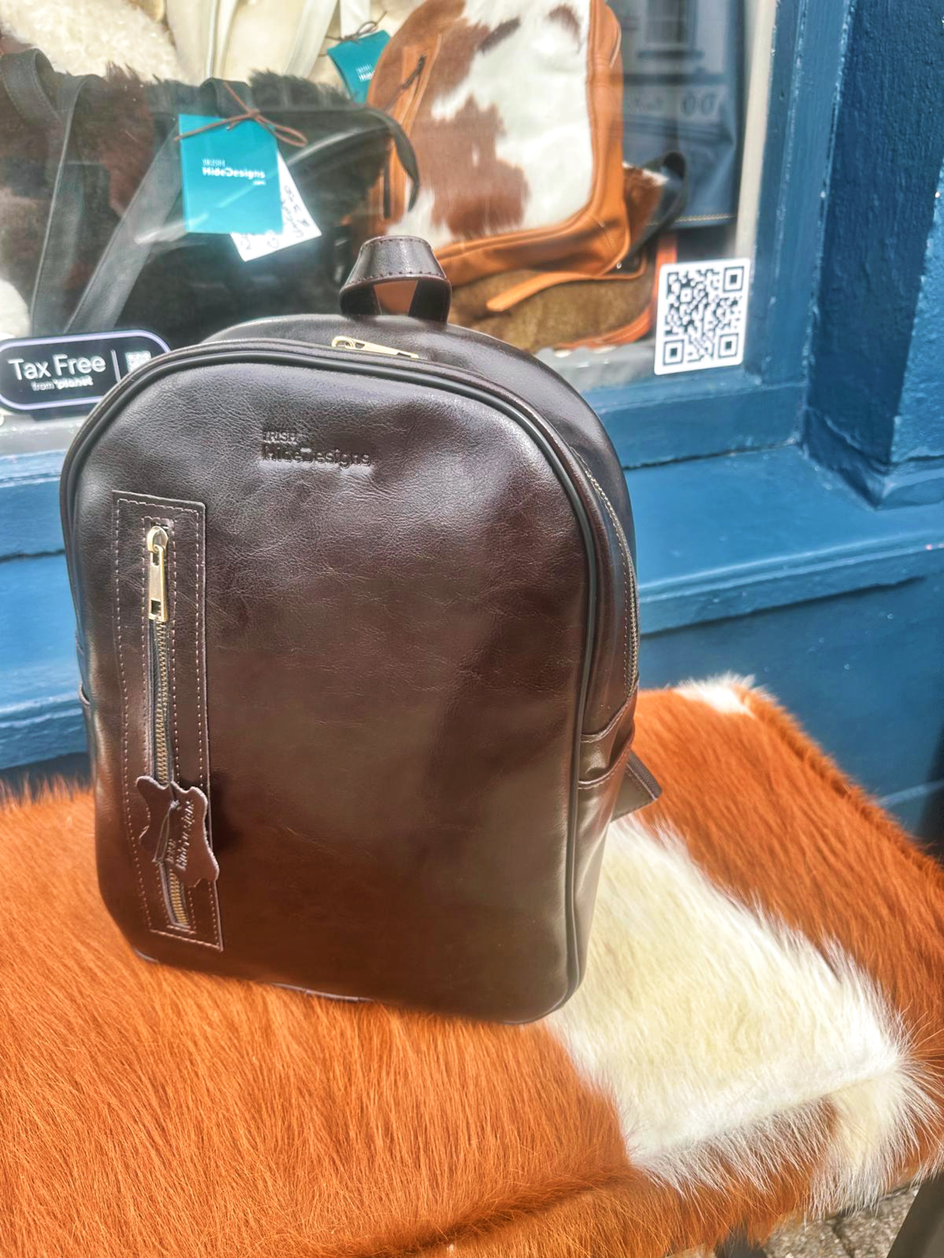 Dark Brown Leather Backpack