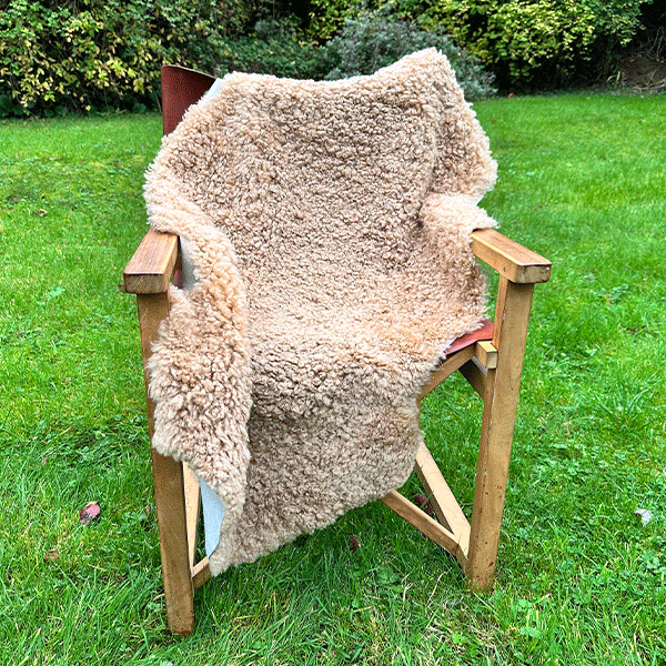 beige sheepskin rug