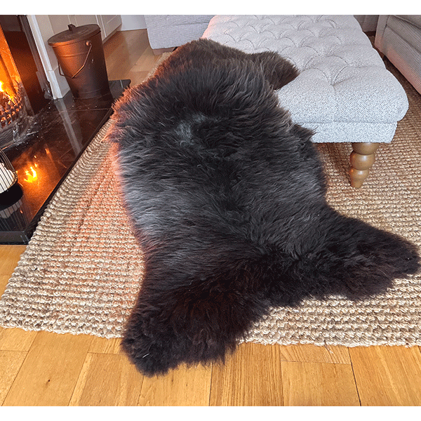 large brown sheepskin rug