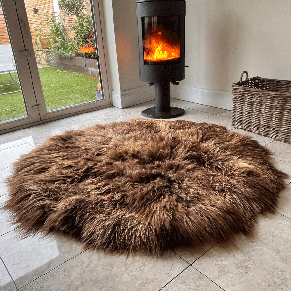 circular sheepskin rug