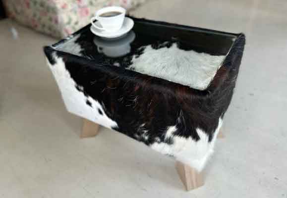 Irish cowhide coffee table