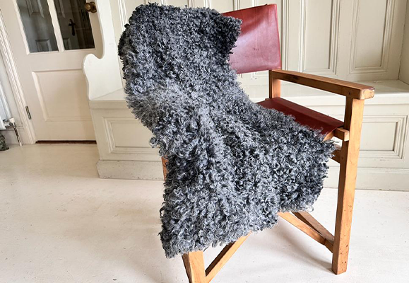 curly grey rug