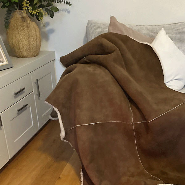 brown shearling throw