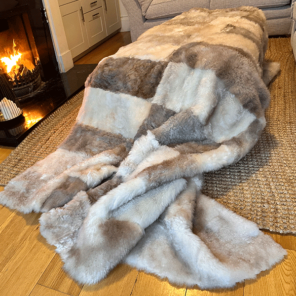 beige lambskin throw