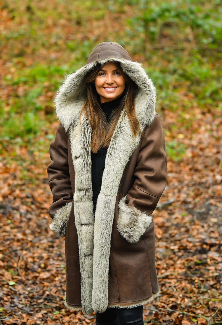 sheepskin coat with hood