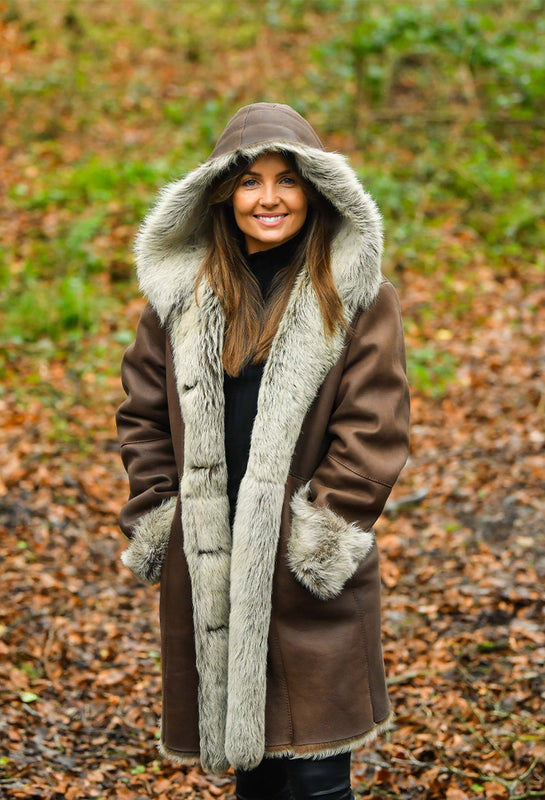 sheepskin coat with hood