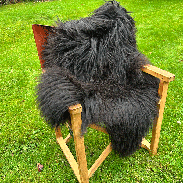 black shaggy rug