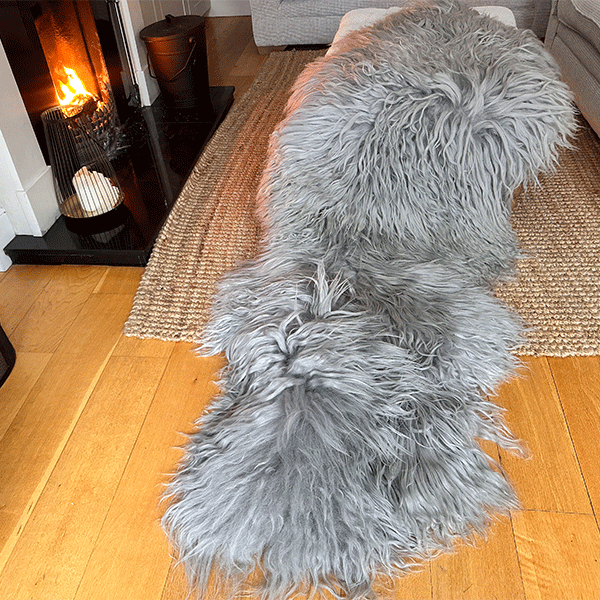 grey sheepskin rug