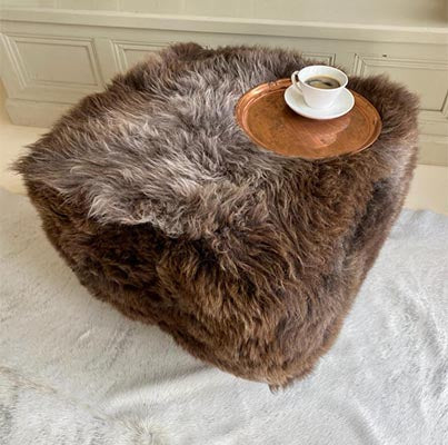 'Dogs Bay' Sheepskin Footstool