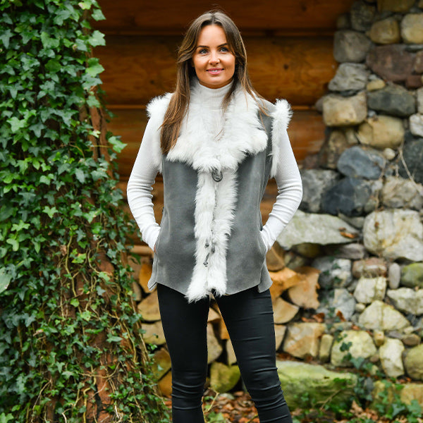 grey shearling gilet