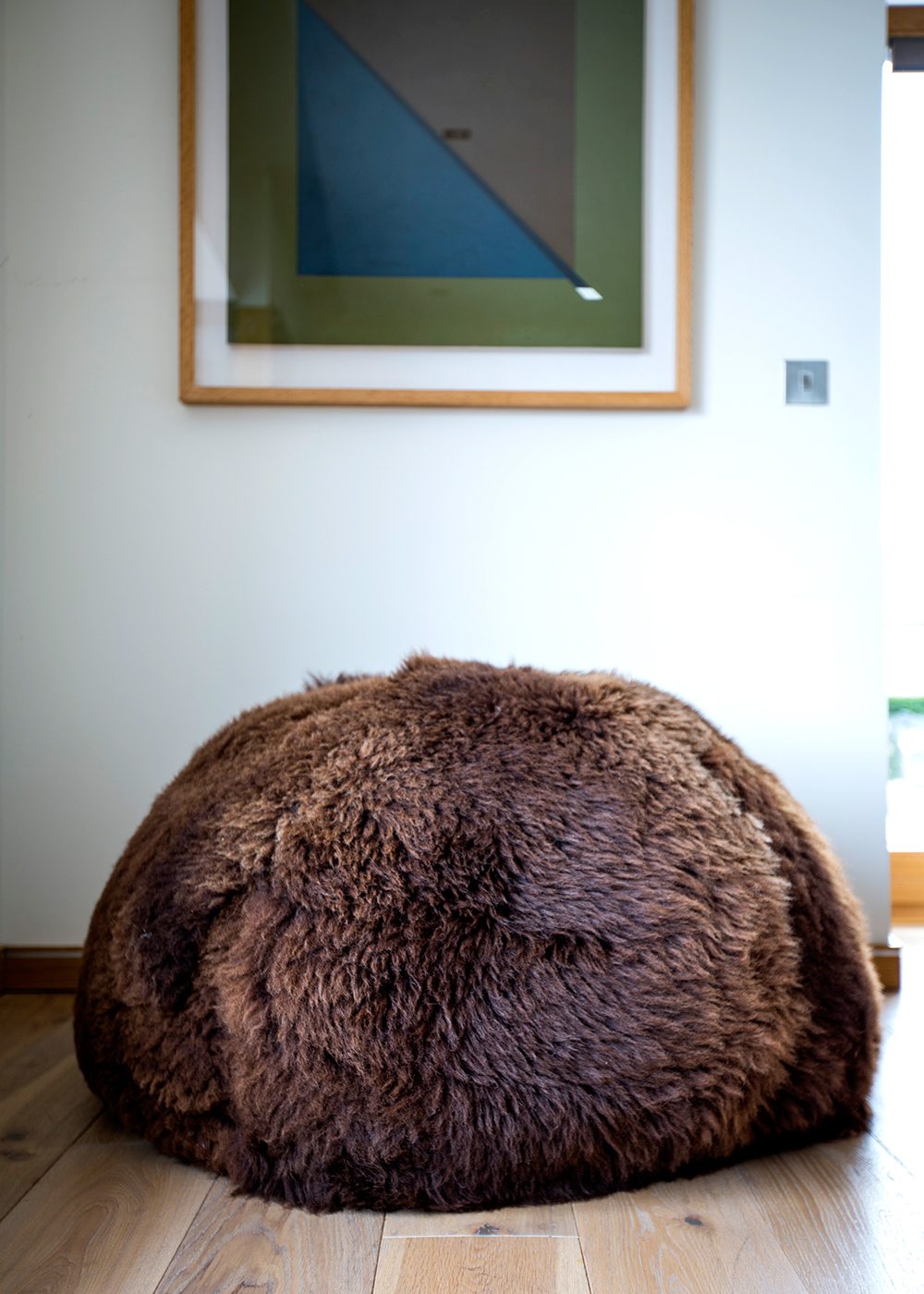 brown sheepskin beanbag