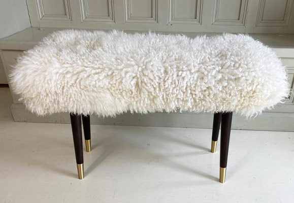 curly sheepskin stool
