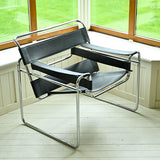 Wassily black leather and chrome chair