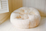 white sheepskin beanbag