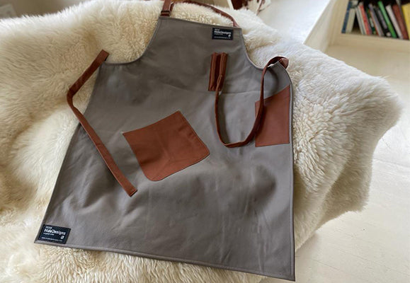 beige leather apron