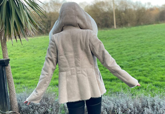 Beige Double Faced Shearling Jacket