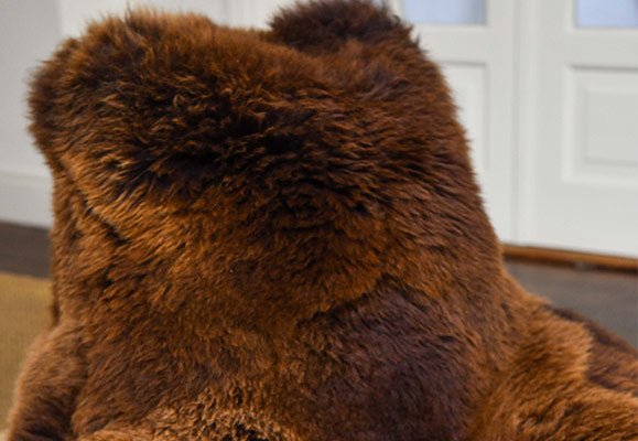 brown sheepskin bean bag