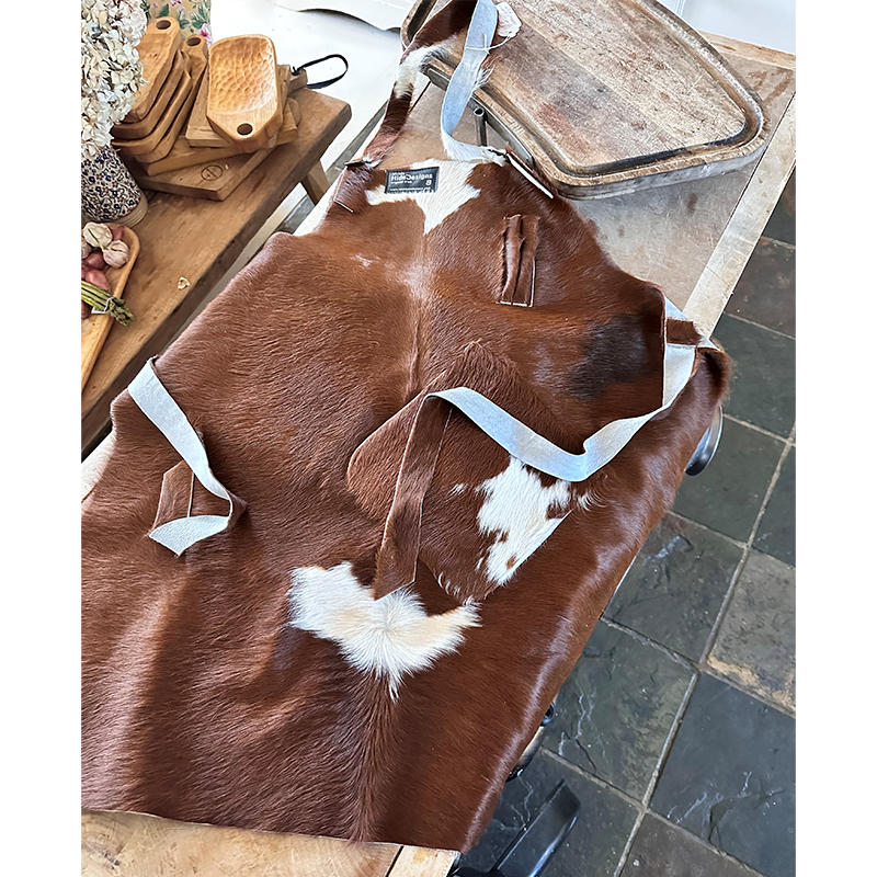 Red and White Calf Skin Apron