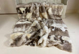 Chequered Beige Lambskin Throw with Brown Spots