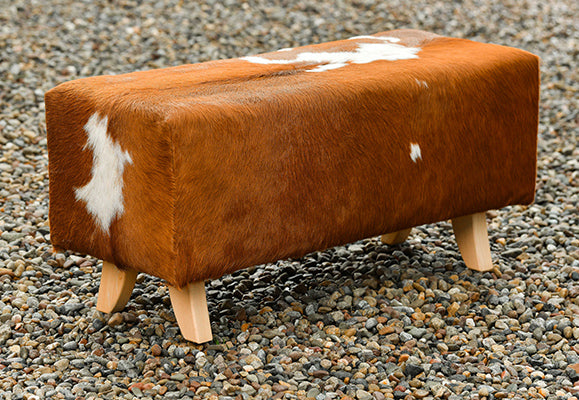 'Ultan' red and white cowhide ottoman