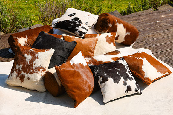 cushions made from cowhide
