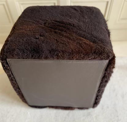 Chocolate Brown Sheepskin Cube Footstool