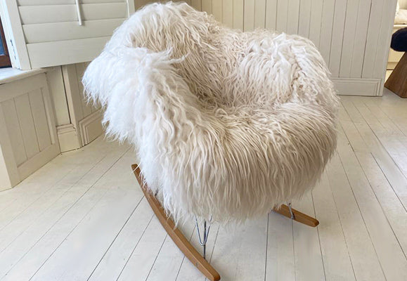 sheepskin covered rocking chair