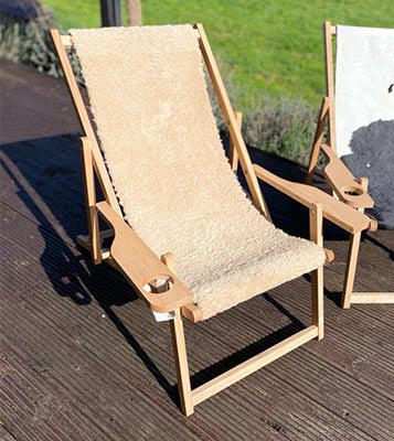 Sun Lounger/Deck Chair in Sheepskin and Cowhide