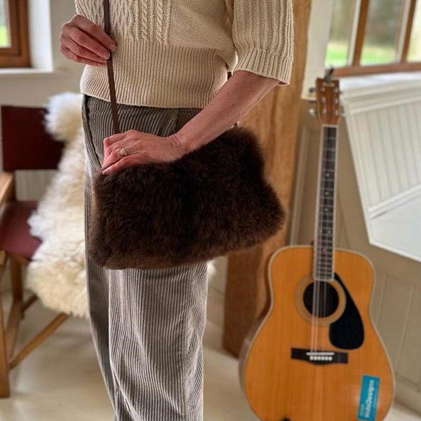 sheepskin brown hand warmer